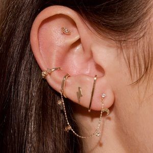 STONE AND STRAND 14K gold suspender earring BNIB